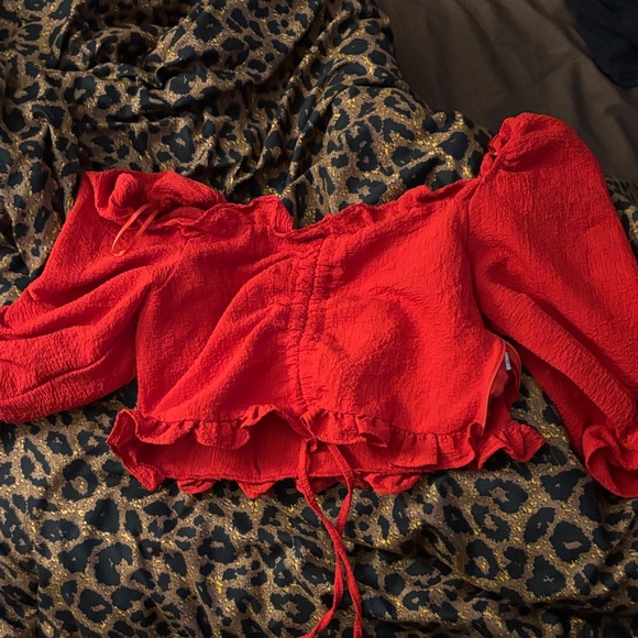 Red Off-Shoulder Ruffle Top - Picture 1 of 1